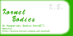 kornel bodics business card